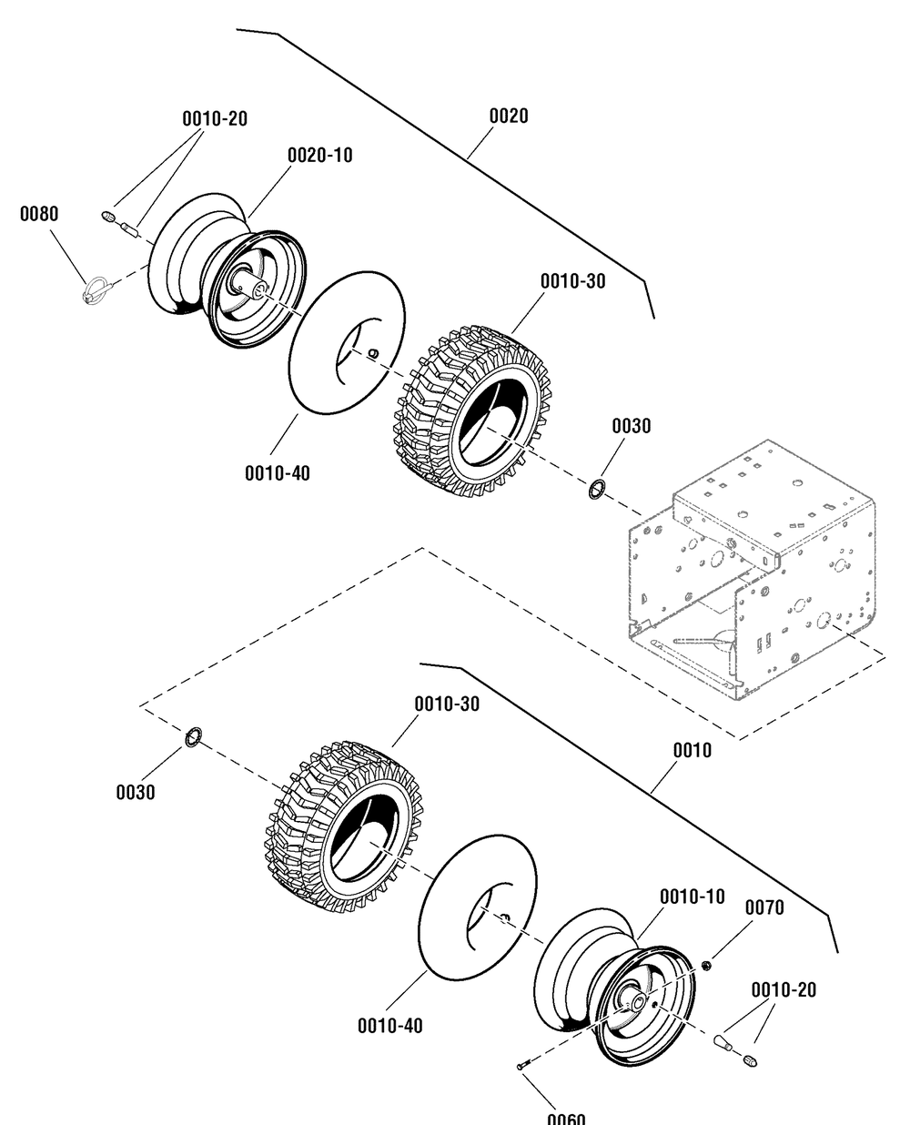 Wheel And Tire Group Diagram and Parts List for 1696052-CH61900 2011 Briggs and Stratton Snow Blower